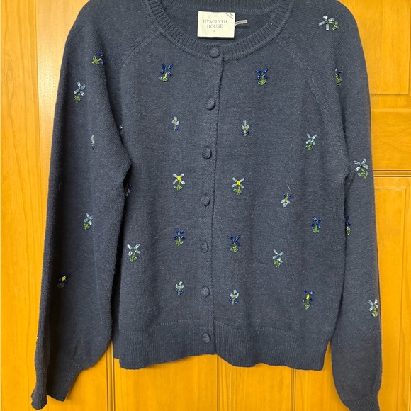 Hyacinth House Sweaters - Chic Navy Blue beaded Elsie Cardigan by Hyacinth House (Tuckernuck)